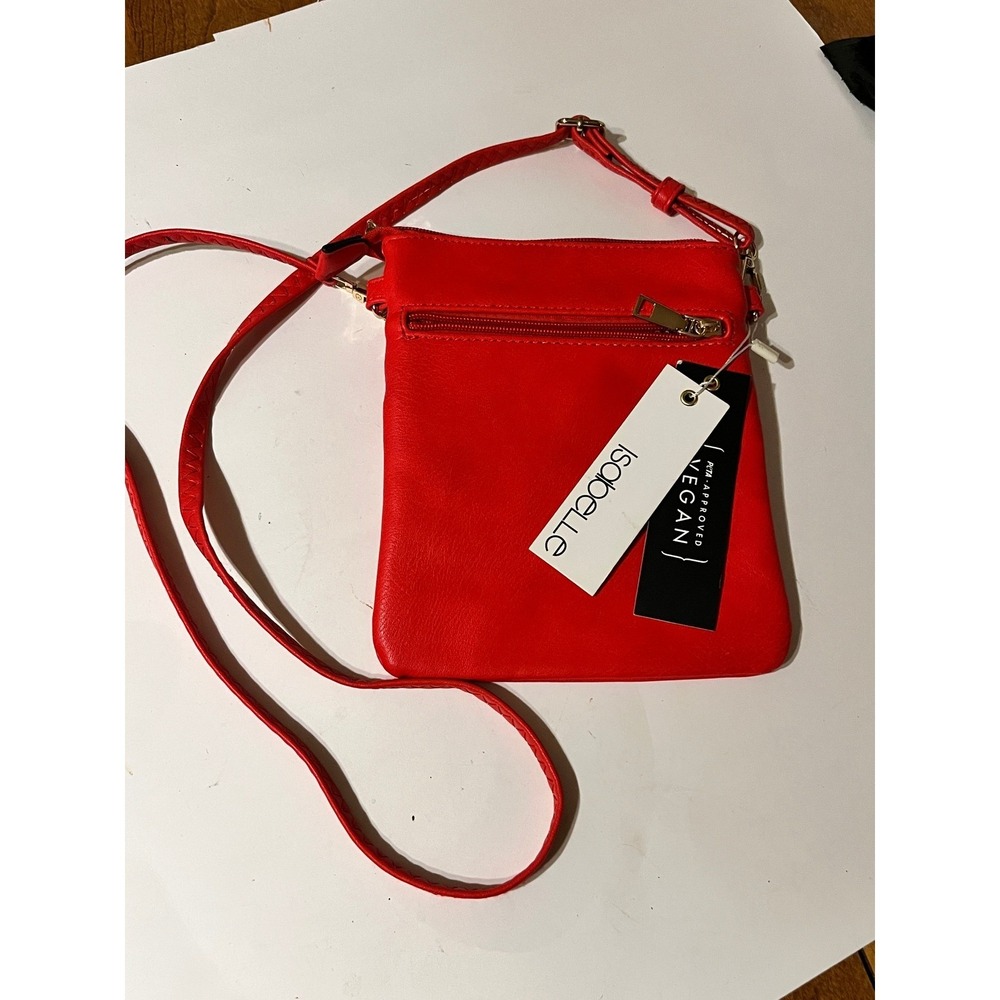 Isabelle‎ Red Vegan Leather Crossbody Bag PETA Approved IBS1667-A NWT